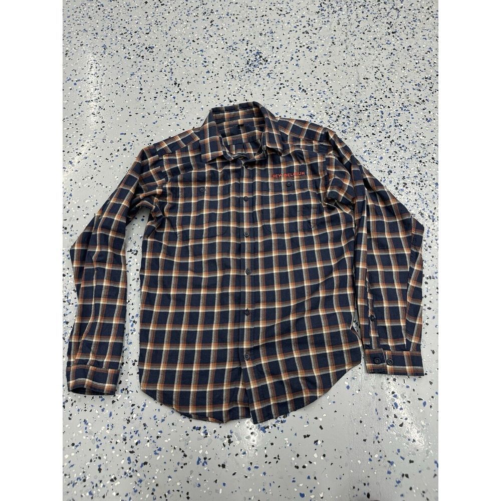 Patagonia Organic Cotton Plaid Shirt‎ Blue Orange Plaid Men's Medium Button Down